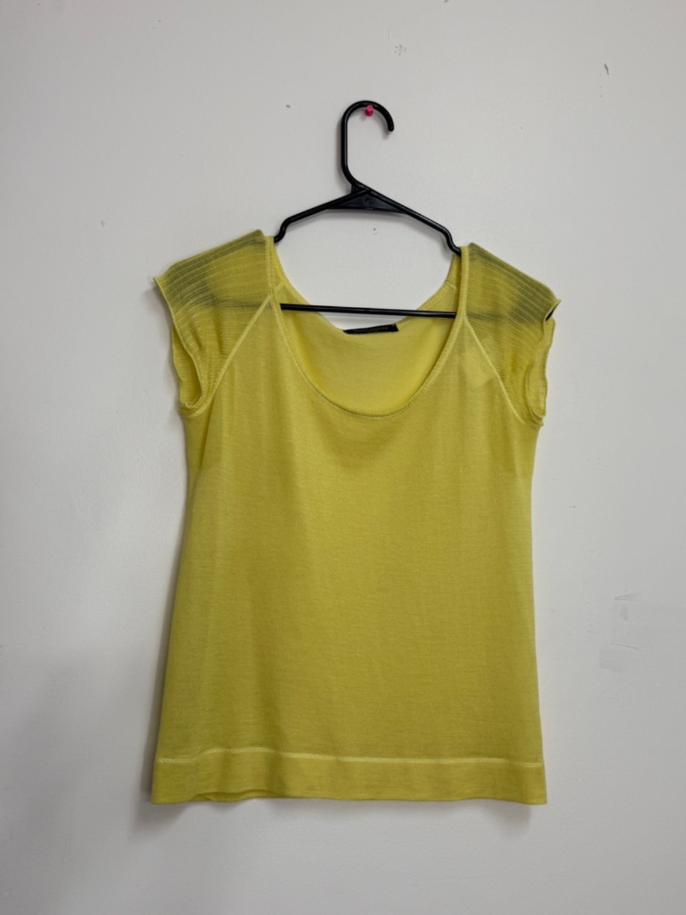 Cashmere Silk Yellow short sleeve top cashmere spring blouse made in Italy
